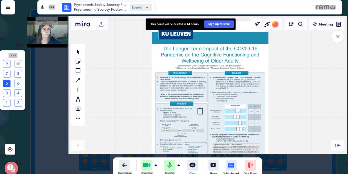 depuesarah's tweet photo. Just presented my poster on "The Longer-Term Impact of the COVID-19 Pandemic on the Cognitive Functioning and Wellbeing of Older Adults" at #psynom21 🧑‍💼Thanks to those who stopped by! You can find my poster on ResearchGate: https://t.co/lpkkDcRHGr https://t.co/yXYopZhj3J