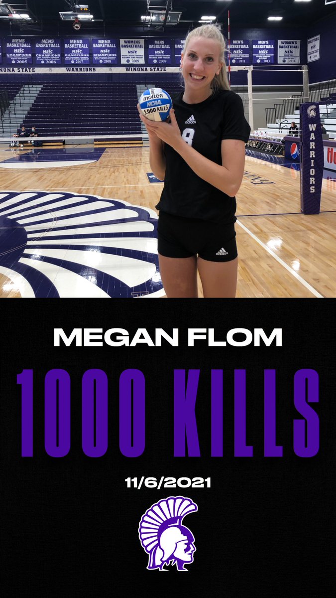 WinonaStateVB's tweet photo. Congrats to senior @flommegan on reaching 1,000 career kills in today’s match 👏 https://t.co/r1lk25PGLh