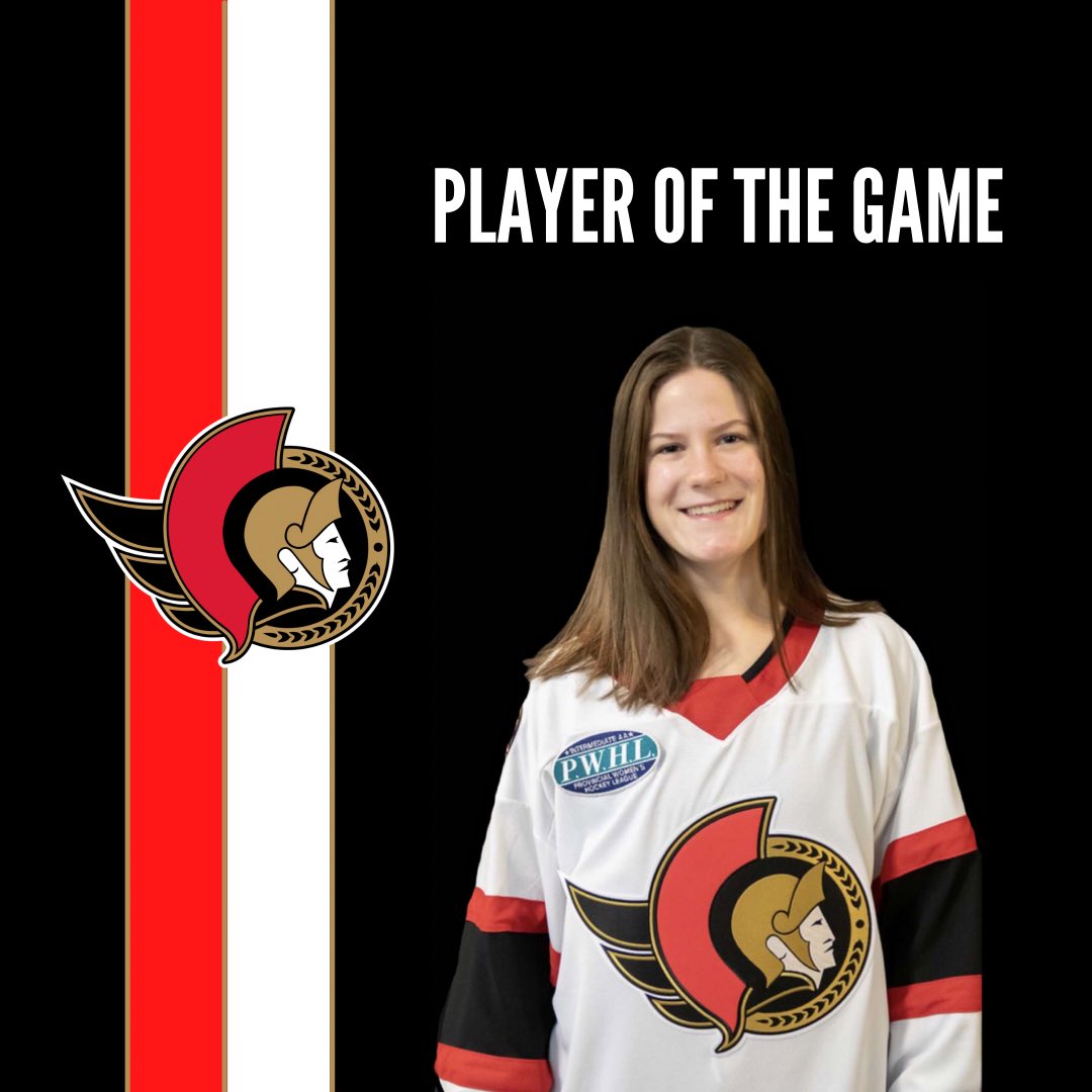 OttawaLadySens's tweet photo. The Lady Sens fall short by one in today’s first game against London.

🚨Sacca
🍎Miller

Scully stood tall between the pipes and earned the player of the game by saving 38 of the 40 shots she faced.

Time to rest up as we head into the semi finals tonight against Durham West! https://t.co/e2FYaom32G