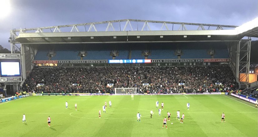 footyawayday's tweet photo. Sheffield United fans at Blackburn today #twitterblades https://t.co/RZxWDFHzji