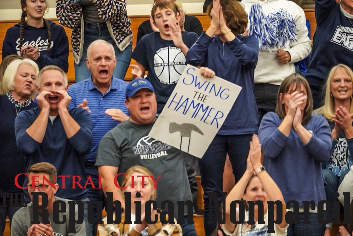 RNSportsCC's tweet photo. The hammer was swung in the third set as the @nebr_christian Eagles take a 2-1 lead after a 25-19 victory. #nebpreps https://t.co/kzBbvb3LXf