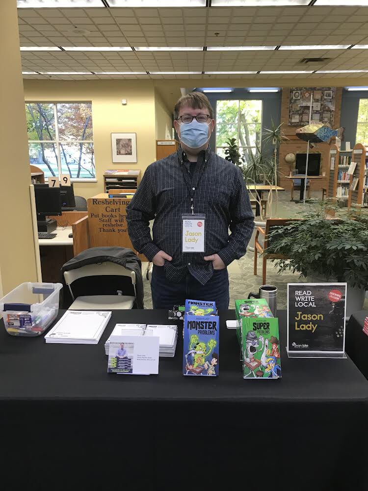 JasonRLady's tweet photo. Had a blast this morning at the Read Write Local event at Avon Lake Public Library! Met awesome young readers, signed books, got caught up with old writing friends, and made new writing friends! #booksigning #clevelandauthor #avonlake #kidsbooks #childrensbooks #booksforkids https://t.co/cPGk1BMqoA