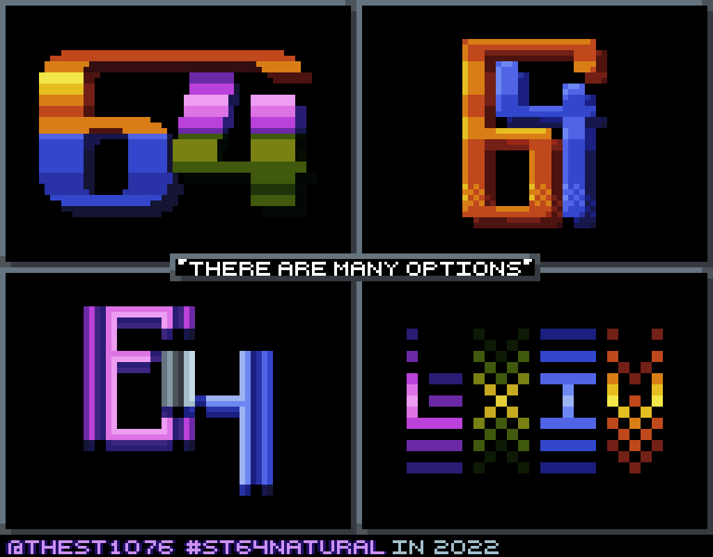 thest1076's tweet photo. Got a hint? "There are many options," but it really is!
The "ST 64 Natural" palette will be released soon in 2022. There will be more posts about him!
*This image is used from previous palettes*
#pixelart #pixelartist #pixelpalette #pixelpicture #lospec #aseprite #st64natural https://t.co/6TLNIXFDet