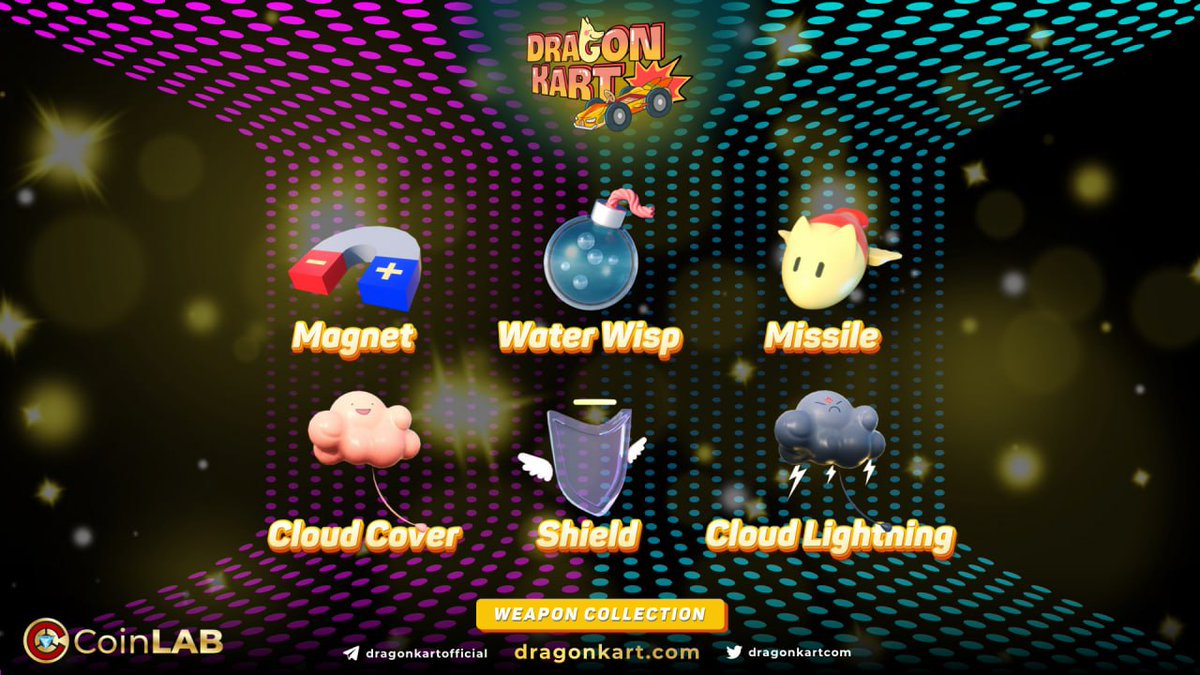 hiu94464551's tweet photo. #ITEMS
Characters or racing cars will be added with different attributes depending on the items equipped.

All of these items are encrypted in #NFT and traded on the marketplace.

#DragonKart #P2E $KART #CoinLAB @CoinLAB_Offi https://t.co/dl2ePmsi11