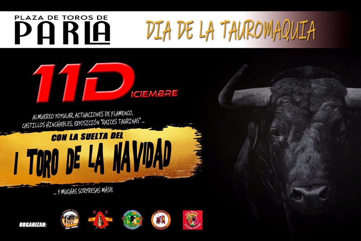 🐂 DIA DE LA TAUROMAQUIA 

🔝 Este año no podia terminar asi… con la espinita clavada por la suspensión de las Fiestas Patronales, teniamos que hacer algo para acabarlo por todo lo alto

👉🏻 En unos dias saldrá el cartel y presentaremos oficialmente el #DiaDeLaTauromaquia