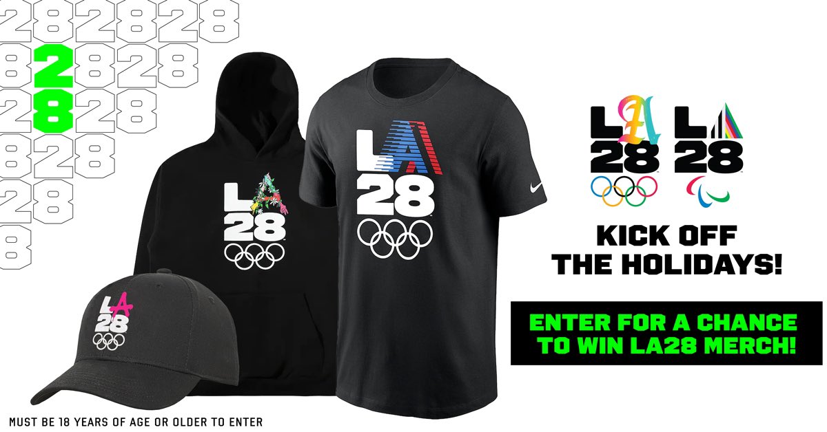 SWEEPSTAKES ALERT! From 11/6 - 11/20, enter every 👏 single 👏 day for a chance to win #LA28 merch! Go to LA28sweepstakes.com for details!