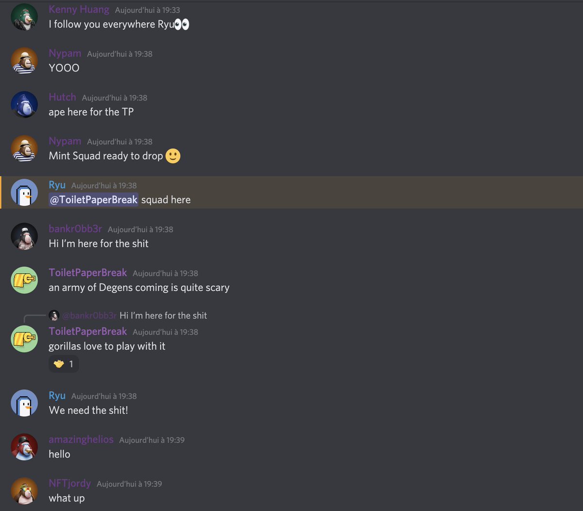 Just been invaded by an army of dirty <a href="/DegenApeAcademy/">Degenerate Ape Academy</a> who need their butt to be wiped clean 🧻

Come take a shit with us! discord.com/invite/sZkJuT9…

#raid #WHALEALERT #SolanaNFTs