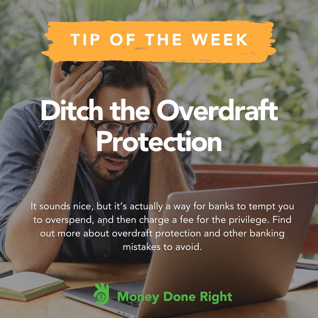 moneydoneright's tweet image. It sounds nice, but it’s actually a way for banks to tempt you to overspend, and then charge a fee for the privilege. Find out more about overdraft protection and other banking mistakes to avoid.

#creditcard #overdraftfee #moneytips