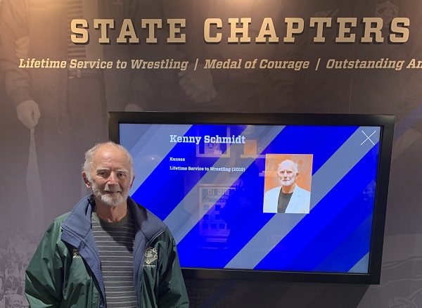 NWHOF's tweet image. We enjoyed have Kenny Schmidt, Lifetime Service to Wrestling from our @NWHOF_KS Chapter in 2019, visit the museum

READ more about Kenny -&amp;gt; bit.ly/3wlYn4I

#GirlsWrestle #AnyBODYCanWrestle #thisiswhatawrestlerlookslike #SportForAll #GrowTheSport