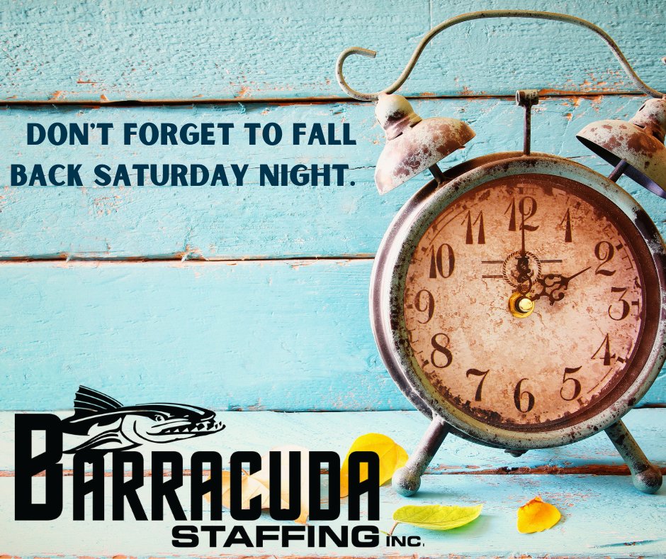 It's that time of year again, don't forget Daylight Saving Time is ending. Be sure to set your clock back one hour tonight!