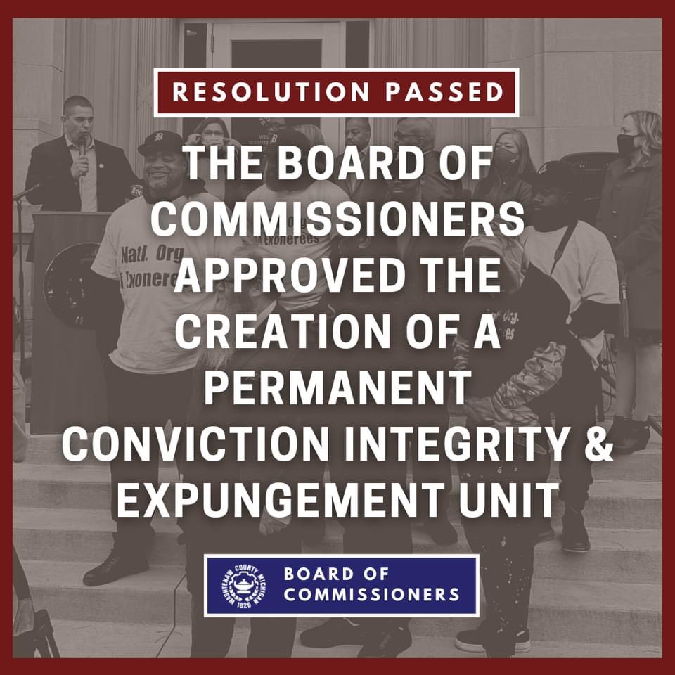 JasonMorganMI's tweet photo. This week we unanimously voted to create a permanent Conviction Integrity and Expungement Unit in Washtenaw County. Putting an innocent person behind bars for a crime they did not commit is one of the greatest injustices, and I’m so proud to support this. #convictionintegrityunit https://t.co/Gv8ujWu2MQ