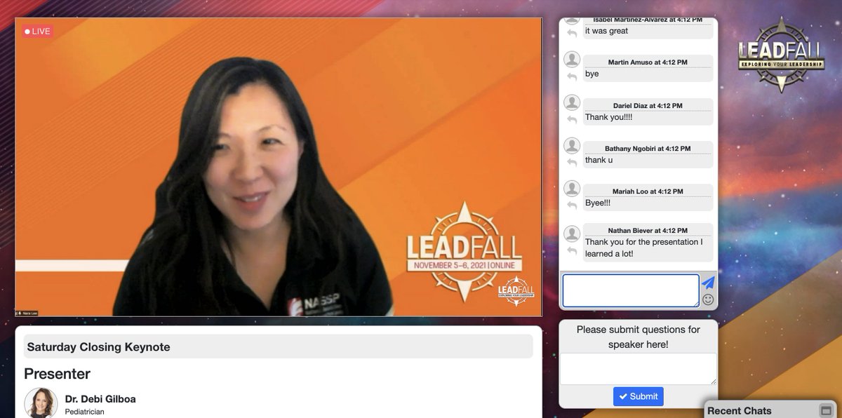 NatHonorSociety's tweet photo. That's a wrap! @hansololee01 is closing out #LEADFall 2021. Thank you all for showing up and making it such an incredible experience. To learn more about the Student Leadership Network Nara mentioned, visit: https://t.co/iToqGxmmWH https://t.co/n8sl3HpFKn