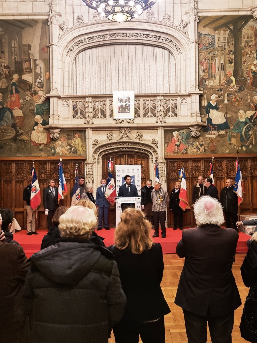 NassimAmajoud's tweet photo. Ce soir à l'hôtel @VilleArras clôture 42eCongrèsNational #FNDIRP bcp d'émotions lorsque Mr Jean Villeret Président de la FNDIRP, Résistant Déporté âgé de 98ans entonne "la Voix du Rêve"d'arthurPoidevin chant réalisé au camp Natzweiler-Struthof. Rien ne peut ni ne doit être oublié https://t.co/DAaNy0lxmk
