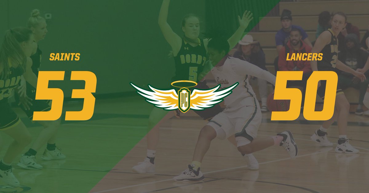 PCSaints's tweet photo. SAINTS WIN ‼️🏀
Kat Kriener pulls off a game winning 3 in this nail biter!
Watch the Lady Saints take on DWU 4 PM tomorrow @ the Pentagon.
#GoMarchin x #WingsUp https://t.co/q4dB1YV5xu