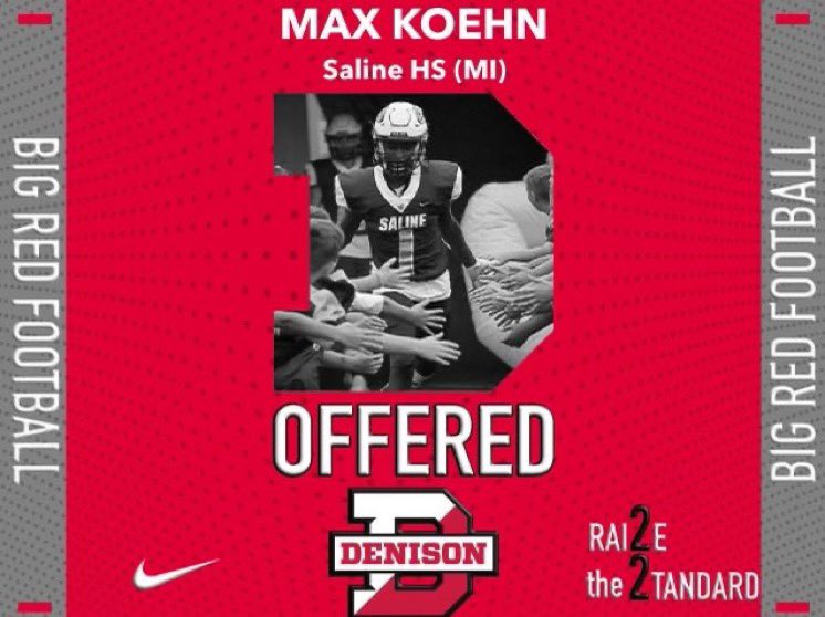 MaxKoehn_'s tweet photo. Blessed to receive an offer from Denison University!  @CoachNBowie @SalineFootball @coachhatem https://t.co/5CNBiZyKw9