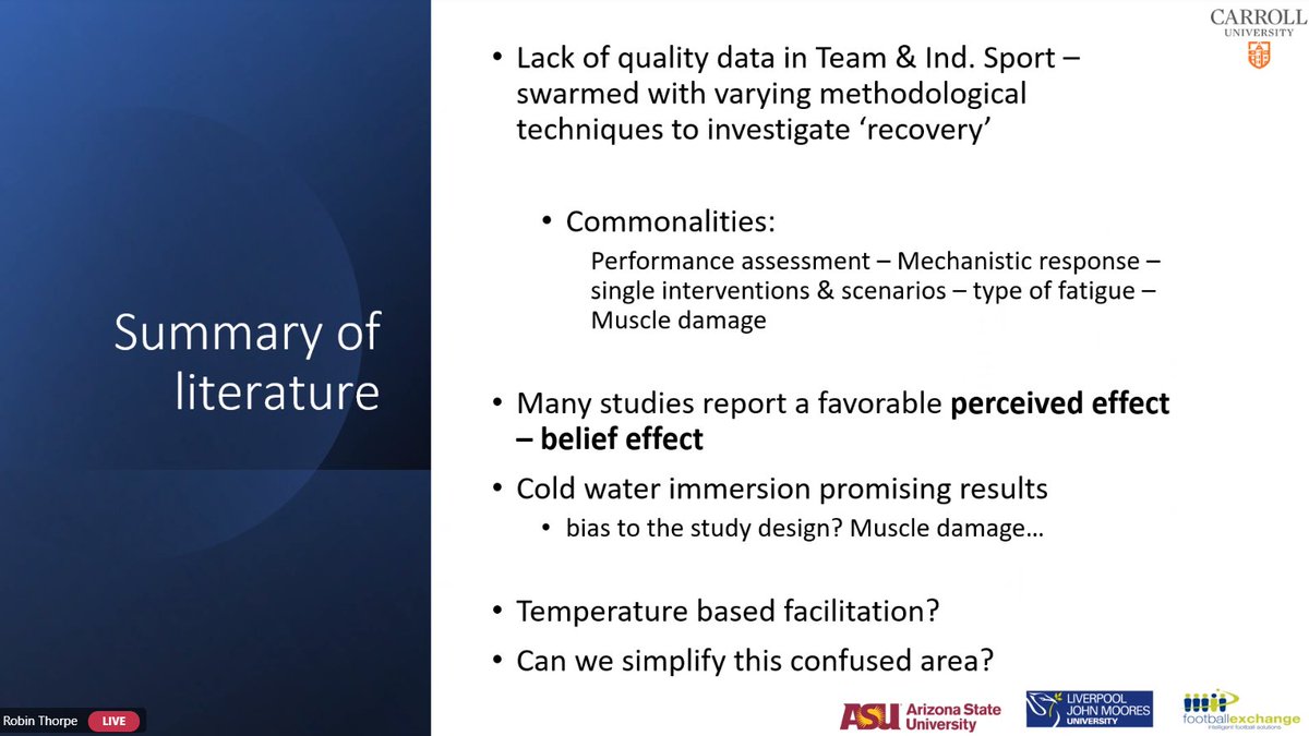 Coach_McKeever's tweet photo. @DrRobinThorpe: Summarizing the literature on recovery modality &amp; selection. @CarrolluSppc #CUSPIRecovery https://t.co/NZ63Zg1uP2