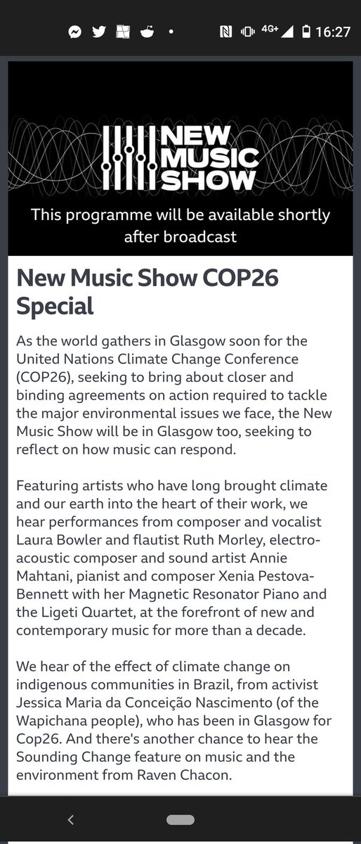 LigetiQuartet's tweet photo. We're on @BBCRadio3 new music show in an hour! Our performance from last night with Xenia Pestova Bennett alongside so many wonderful things from #cop26 https://t.co/nUuYR72wWJ