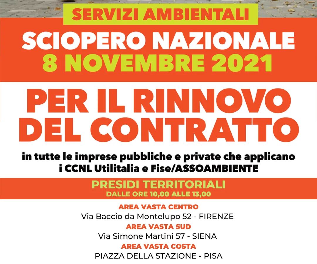 FpToscana's tweet photo. 8 novembre
#Sciopero Nazionale Servizi Ambientali per il rinnovo del #contratto https://t.co/dXJBytOXdo