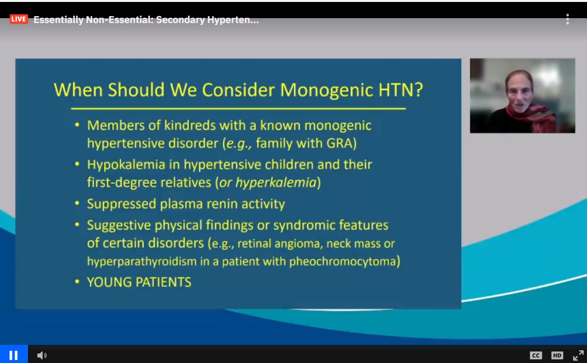 drM_sudha's tweet photo. Currently, 37 genes known.
when to suspect #monogenicHTN
1. family Hx
2. severely suppressed plasma renin
3. Hypokalemia Hypertension
4. syndromic features
5. Young children
#ASNKids21 #KidneyWk #HTN #secondaryHTN #PedsHTN
@ASPNeph @AspnResearch @ASNKidney https://t.co/k9Y1kfoj2a