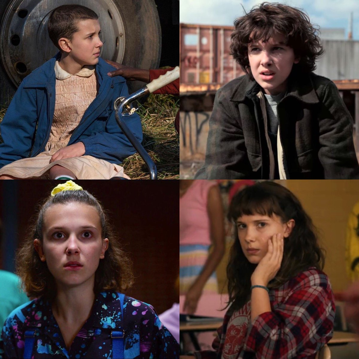 imilliepics's tweet photo. the evolution of millie bobby brown as eleven hopper for stranger things. https://t.co/zlHKpNQIBl