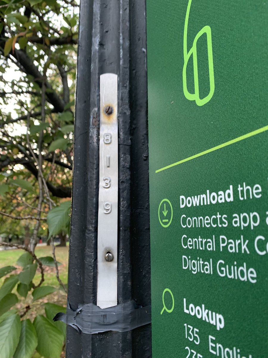 Overheard in Central Park: “ever since I learned the lamppost trick, I don’t ever worry about getting lost in the park.” 

(The lamppost trick: top 2 numbers are the nearest cross street; if the last number is odd, you’re on the west side; even and you’re on the east.)
