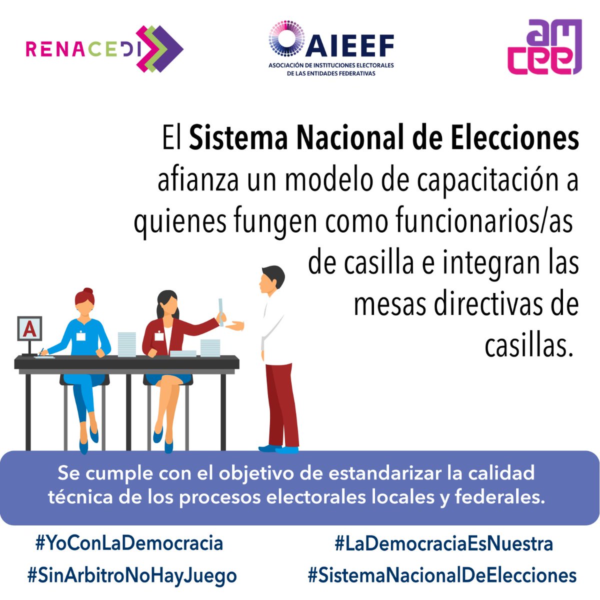 AIEEFMX's tweet photo. El #SistemaNacionalDeElecciones afianza un modelo de capacitación a quienes fungen como funcionarios/as de casilla e integran las mesas directivas de casillas, cumpliendo con el objetivo de estandarizar la calidad técnica de los procesos electorales.

#SinÁrbitroNoHayJuego https://t.co/1fpZJcvZAz