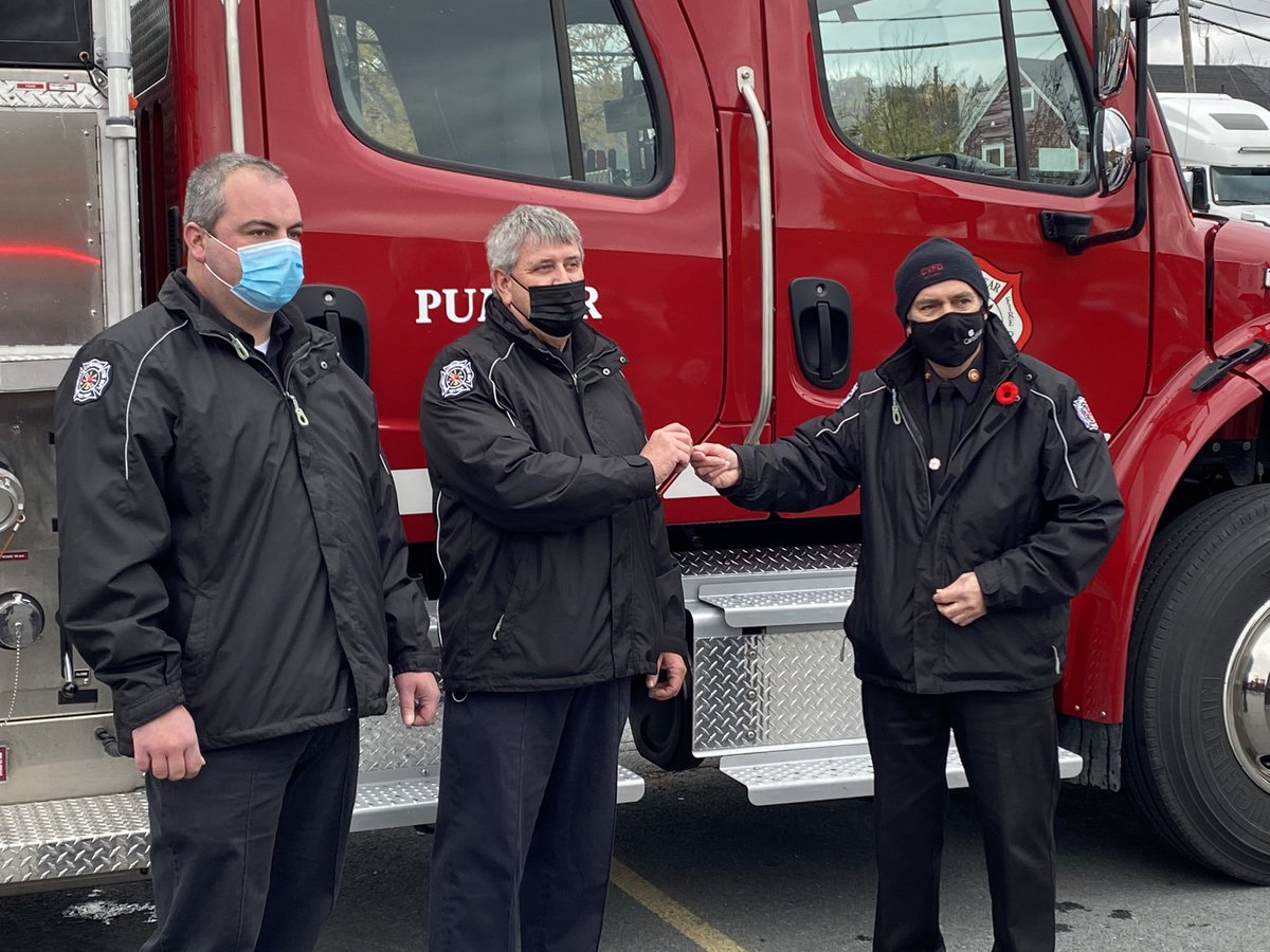 CarbonearVFD's tweet photo. New Pumper Apparatus today!   Thank you to our Prov Gov’t and the Town of Carbonear.  We are excited and proud of our NEW Pumper 1!!! https://t.co/TsrcTxEFL1