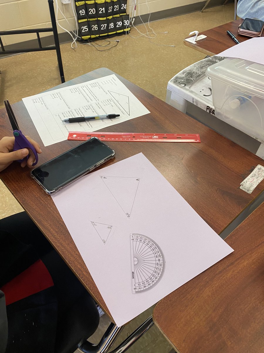 MsPMathClassWC's tweet image. Did a discovery lesson over congruent triangles last week! The students got to see why the triangle congruency postulates work and why some don’t. It got them excited for triangle congruence! #mathonamission #teacher #studentcentered