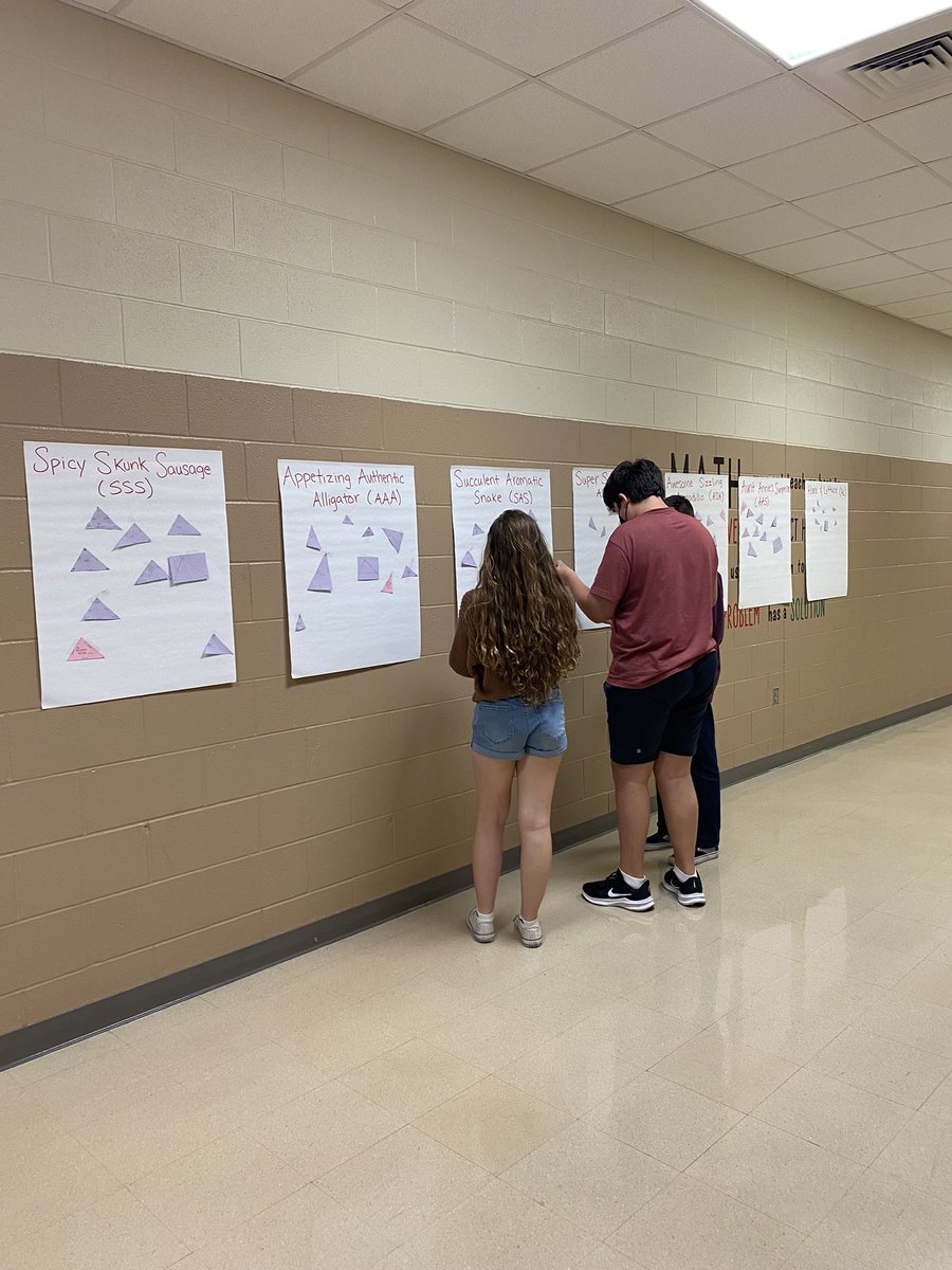 MsPMathClassWC's tweet image. Did a discovery lesson over congruent triangles last week! The students got to see why the triangle congruency postulates work and why some don’t. It got them excited for triangle congruence! #mathonamission #teacher #studentcentered