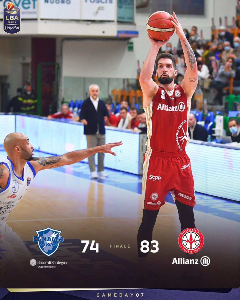 Non riesce la rimonta alla <a href="/dinamo_sassari/">Dinamo Sassari</a> che esce sconfitta in casa contro l'@AllianzPallTS per 74-83
📲 Scarica l'APP LBA e vota il miglior giocatore del match
➡️ bit.ly/LBA-App
#TuttoUnAltroSport