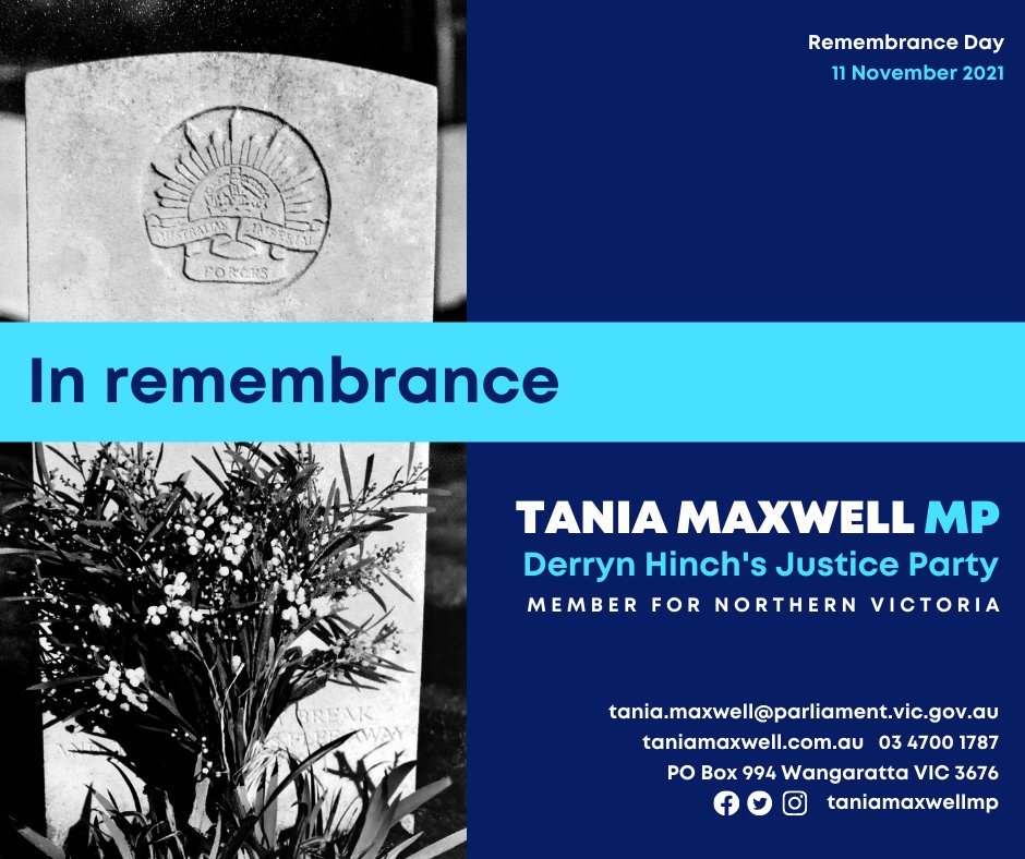 TaniaMaxwell60's tweet photo. On Thursday, November 11, I will remember all who served - women, men, nurses, soldiers, aircrew, medics, sailors, horses - and all who have died and were wounded, and those left behind at home and abroad.
#RemembranceDay2021 #lestweforget #northernvictoria https://t.co/VGUItweSuw