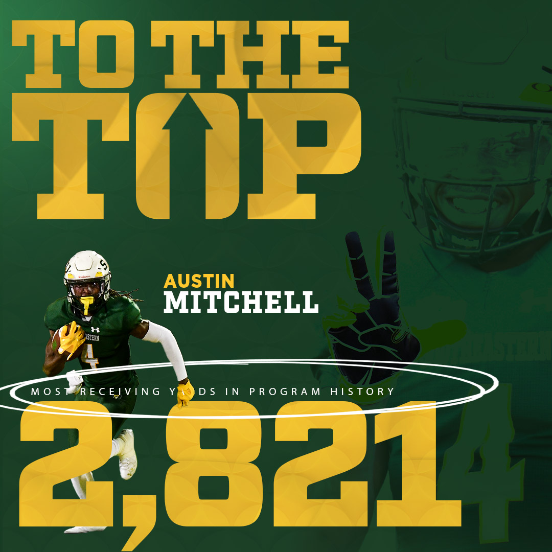 LionUpFootball's tweet photo. TOUCHDOWN LIONS! Austin Mitchell hauls in a 49-yard scoring pass from Cole Kelley and becomes the new @LionUpFootball career receiving yardage leader | 7:30 | 3Q | No. 22 UIW 35, No. 6 SLU 31 #LionUp #BeBold https://t.co/QHdW2IJjMB