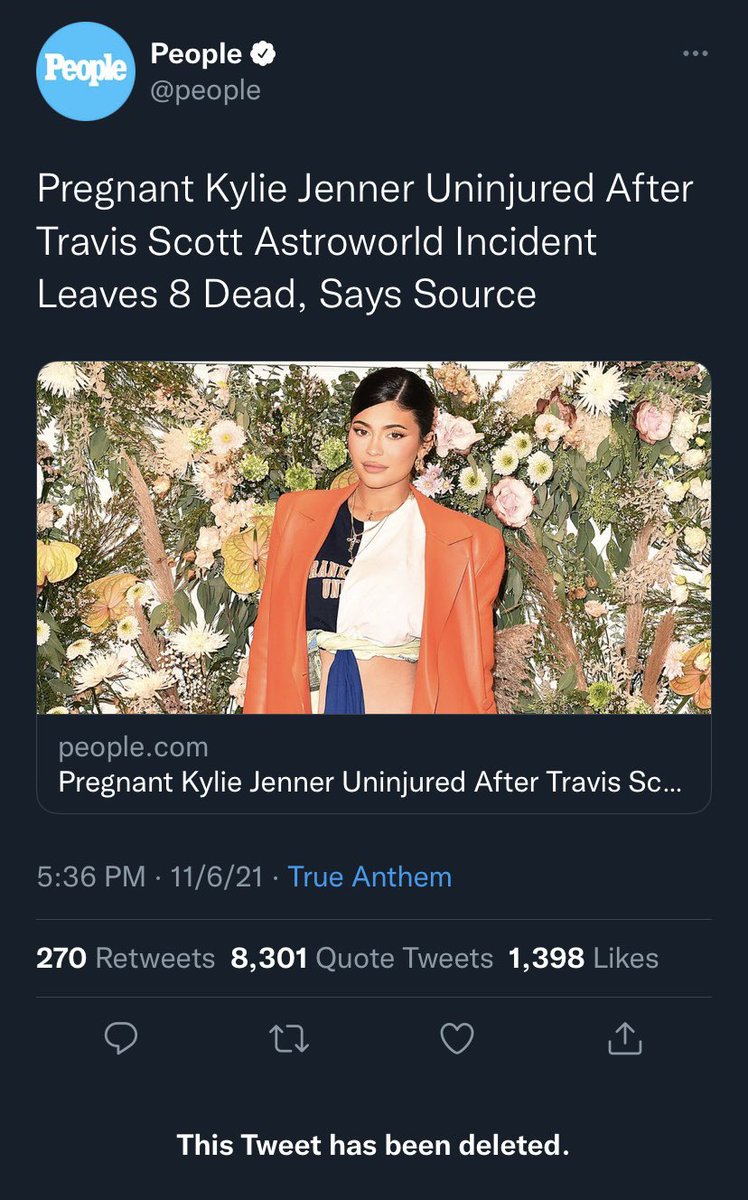 bajaablastedd's tweet photo. sure 8 people died and hundreds were hospitalized at astroworld festival, but thank god kylie jenner is uninjured, the one important attendee. everyone feared for her safety bc she was probably NOT in the safest possible location as travis scott’s pregnant billionaire girlfriend https://t.co/gKGRPsu38p
