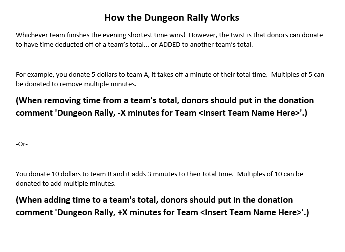 XIVLightParty's tweet photo. Teams may begin accepting donations towards their Rally Time Totals starting at 6:30 PM EST!  And a quick reminder as to how donations affect time totals: https://t.co/fqFhXMnjaz