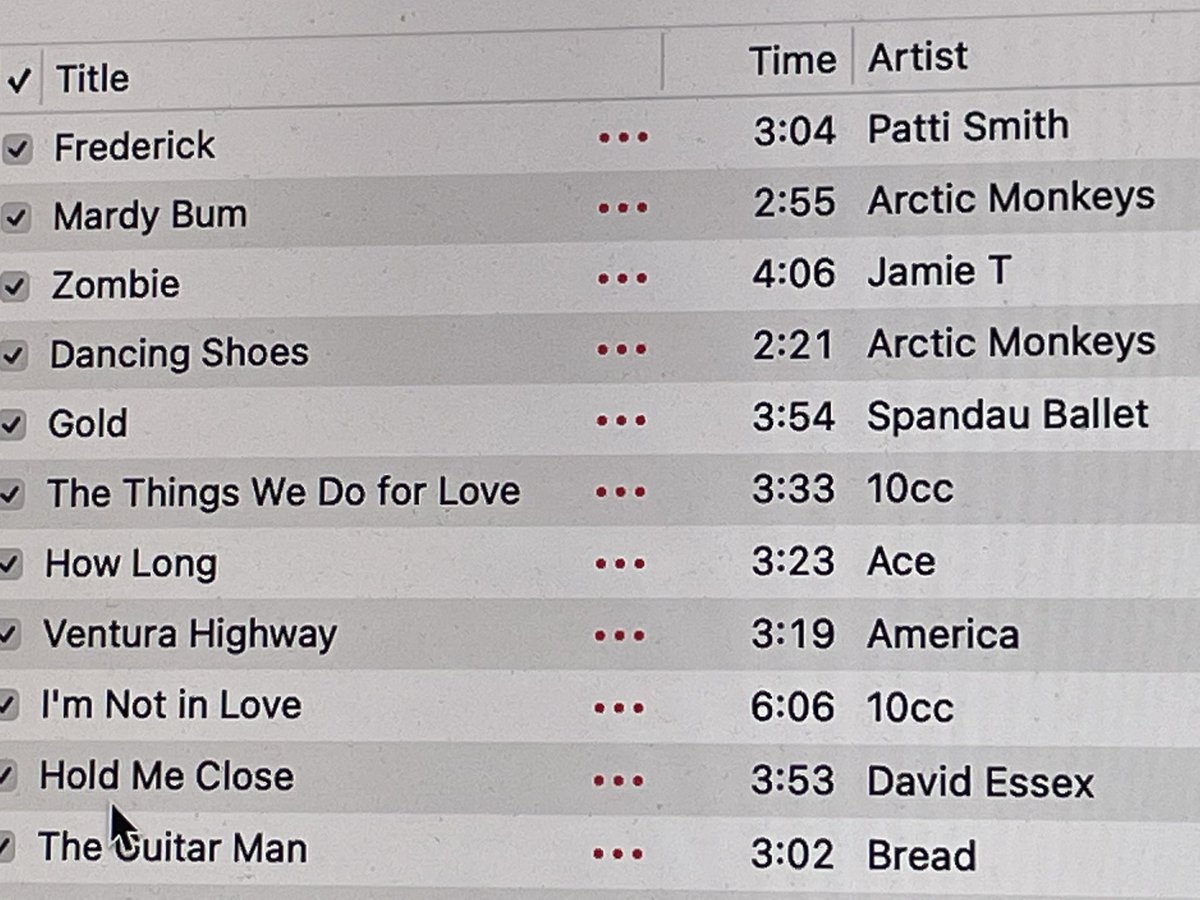 Ian87880257's tweet photo. @davidhepworth @WIYElondon I have had I tunes for 20 years this is the top played songs I can explain Frederick by Patti Smith the rest came as a surprise- I thought I was a fun loving punk you liked Tom Waits the facts are very different- am I alone or are we all not as hip as we think https://t.co/Ld2UEgkE2B