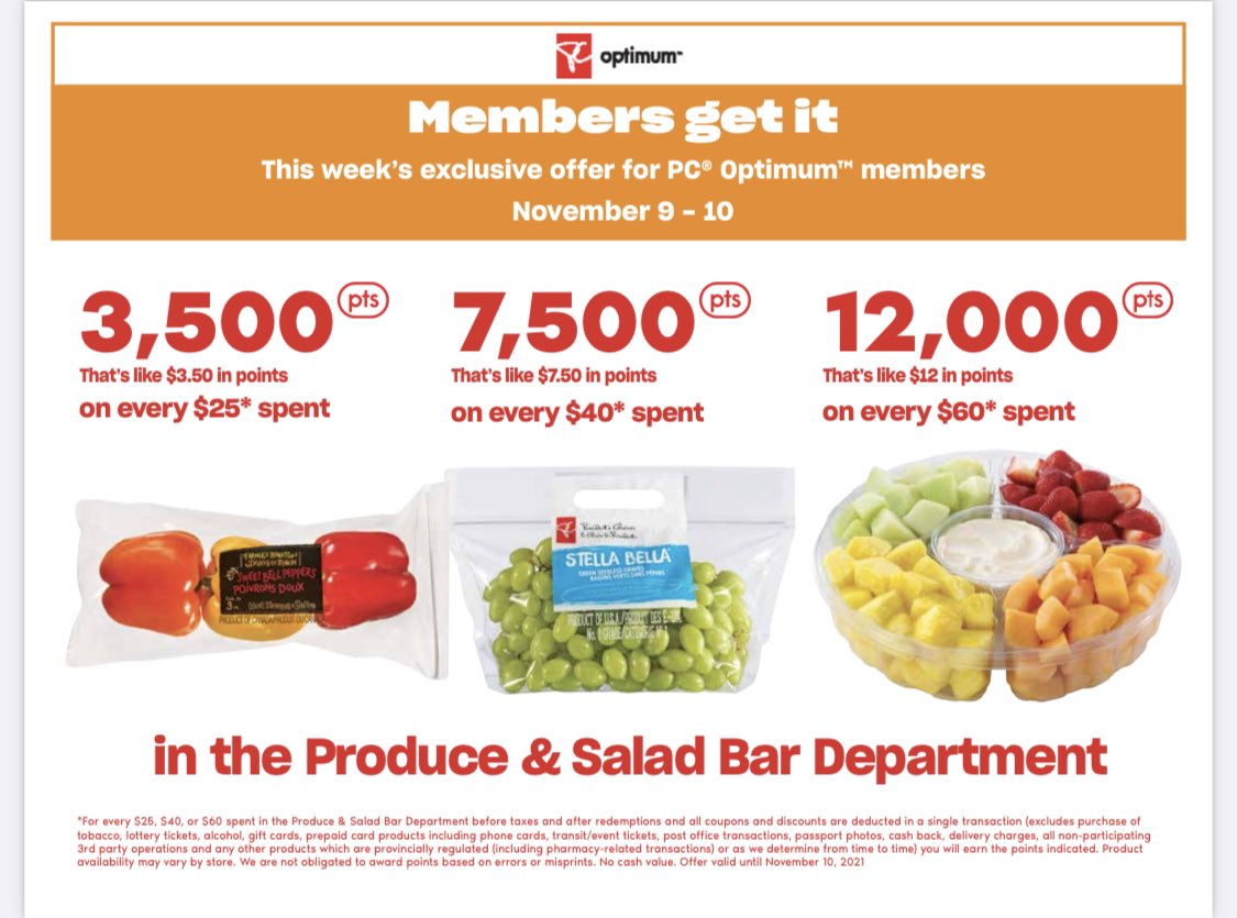 The more you buy the more @pc_optimum points you get in the produce and salad bar! 
#points #salad #produce #membership https://t.co/hLgT9ACeod