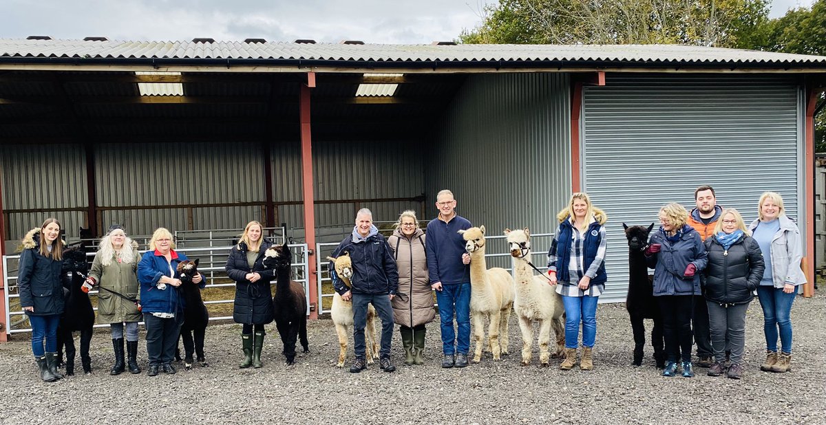 gemdavies3's tweet photo. Such a lovely afternoon with my colleagues & these stunning alpacas! Great team building activity & such a lovely relaxing place. Proud to work with all these amazing people. #students #podietry #health&wellbeing #telfordwoundhealingservice @ShropCommHealth @wildwoodalpacas https://t.co/DGo8FzjQuL