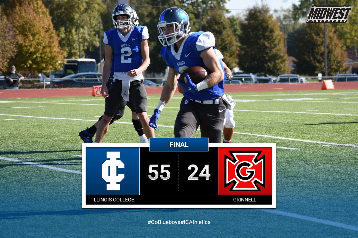 FB| Blueboys win!! IC earns the win over Grinnell College on Senior Day with a final of 55-24. Destin Chance led the way with 300 passing yards and four touchdowns through the air. #GoBlueboys #ICAthletics