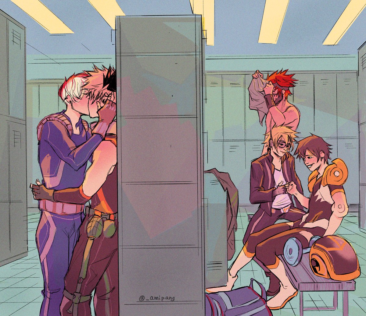 _amipang's tweet photo. Locker room 🏋🏻

#tdbk #bakutodo #todobaku #bakusquad https://t.co/oouBaOeBfc