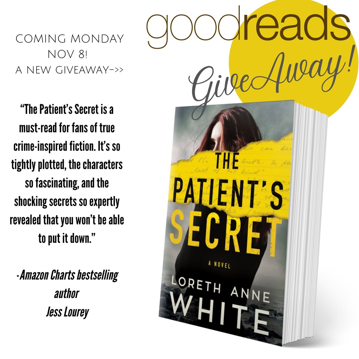 Hee_bee_gee's tweet photo. A new signed PRINT ARC giveaway coming via Goodreads on Monday #thepatientssecret #followme #addthebook https://t.co/X4IJooRdrI