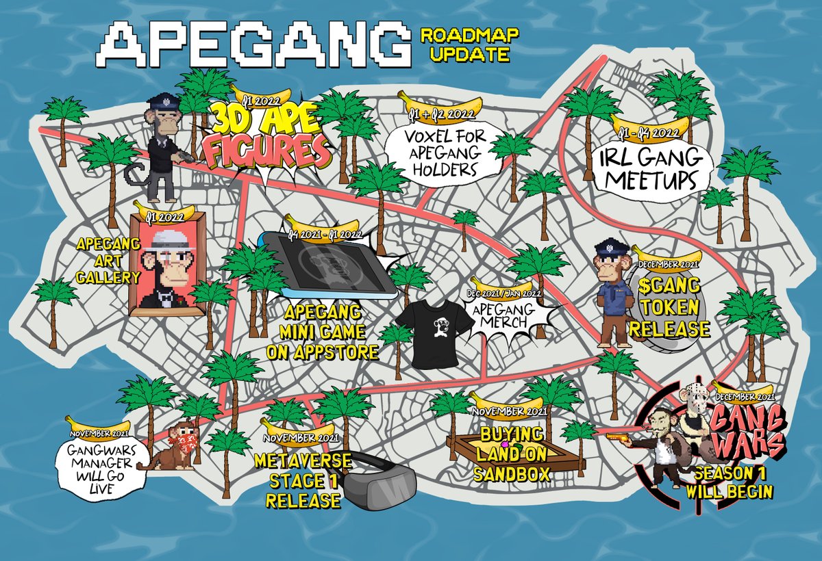 ApeGangNFT's tweet photo. Ape Gang Roadmap 3.0!

After accomplishing the majority of projects on the old roadmap - as well as undertaking many new ones, we decided to release a brand new roadmap!

#ApeGang #apegangnft #NFT #nftcollector https://t.co/o4o1THw8p5