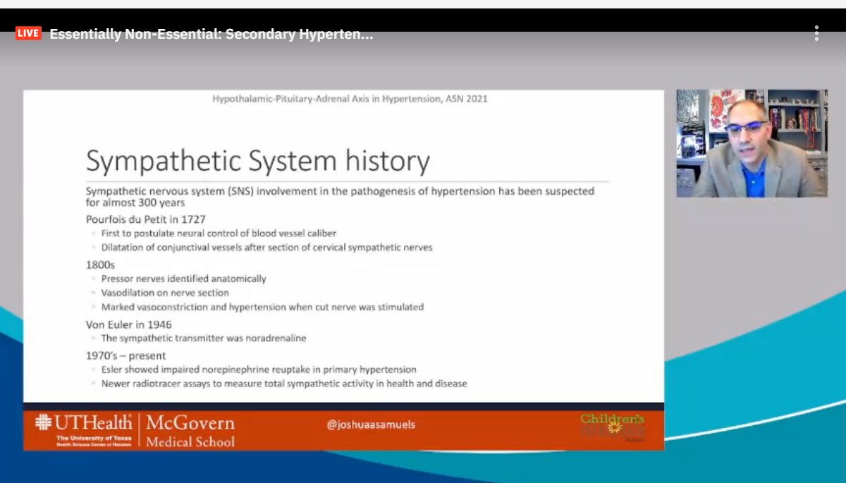 drM_sudha's tweet photo. HPA axis
about 300 years ago (in 1800s)- neural control of BP was postulated
Hypothalamus-->Sym NS-> adrena medula --> Adrenaline & NA--> flight / flight
#ASNKids21 #KidneyWk #HTN #secondaryHTN #PedsHTN #HPAaxis
@ASPNeph @AspnResearch @ASNKidney https://t.co/cfqYynpJyx