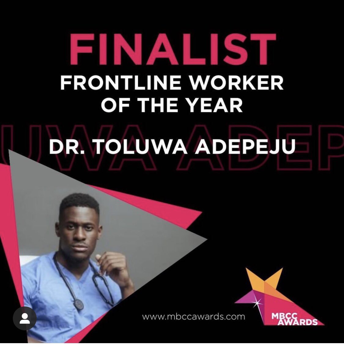 TAdepeju's tweet photo. Honestly, so proud of my younger brother @DoctorTolu - nominated for Frontline Worker of the Year by @mbccawards ♥️👑🔥 https://t.co/Aowy3eccF4