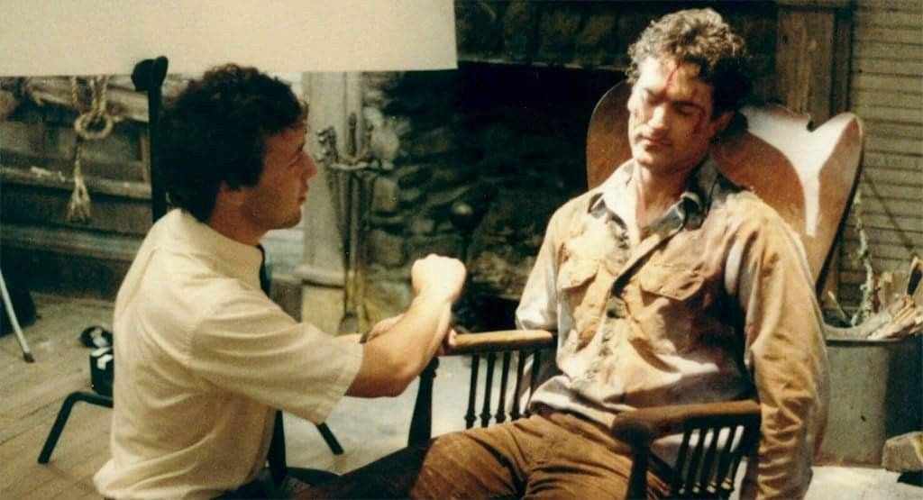hothorrorqueen's tweet photo. Behind the scenes of Evil Dead II(1987)/ directed by Sam Raimi &amp; effects by Greg Nicotero🎥 https://t.co/u63vnyecpK