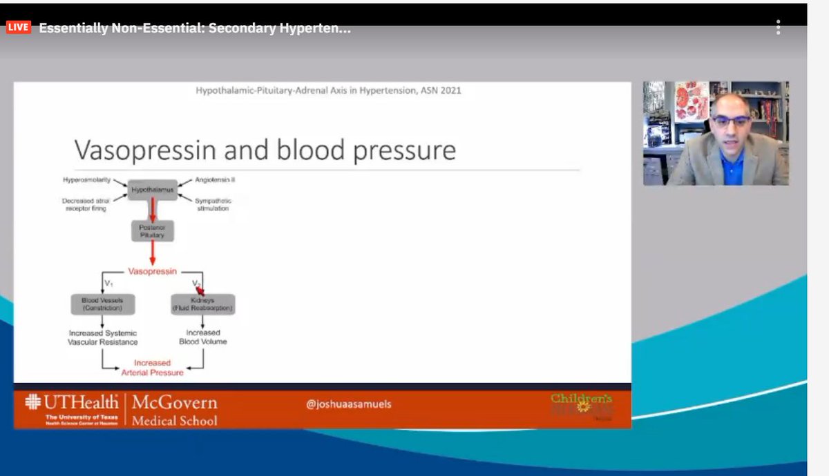 drM_sudha's tweet photo. Vasopressin and BP
Infusing vasopressin in normotensive do not have much effect
Pts with baroreceptor defects- very sensitive to vasopressin, can develop HTN
not much known in this area
#ASNKids21 #KidneyWk #HTN #secondaryHTN #PedsHTN #HPAaxis
@ASPNeph @AspnResearch https://t.co/2oA68Dv9rW