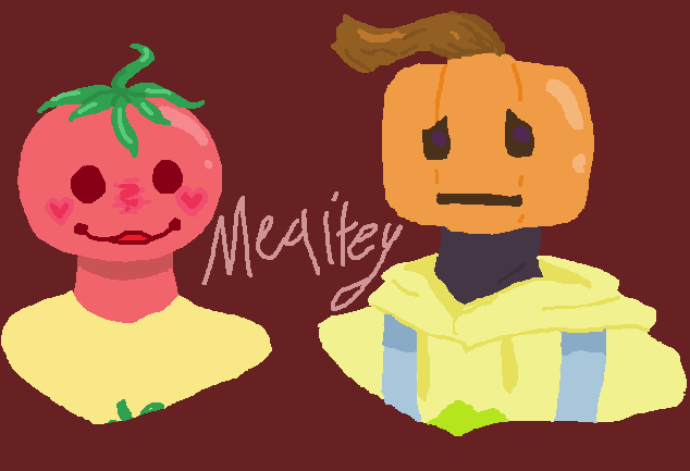 Meatiey's tweet photo. Two food headed people I enjoy but I drew them in ms paint with a mouse and butchered their Minecraft skin designs https://t.co/fJaULkkOOS