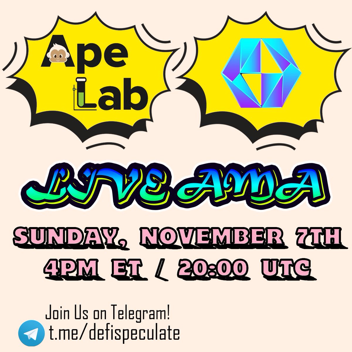 DefiSpeculate's tweet photo. Join us tomorrow Sunday at 1pm pt / 4pm et / 20:00 utc for our LIVE AMA with APELAB! Don't miss this one!
https://t.co/axYvCvlMNQ

#bsc #100xgem #ama #crypto #apelab https://t.co/RGMGm8dmfT