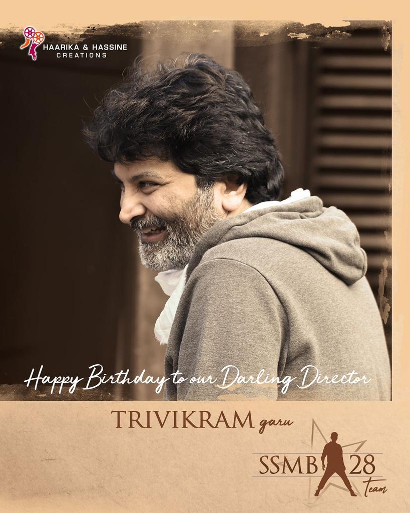 Team #SSMB28 & @haarikahassine wishes a very Happy Birthday to the Magical Director #Trivikram. ✨🌟 #HBDTrivikram