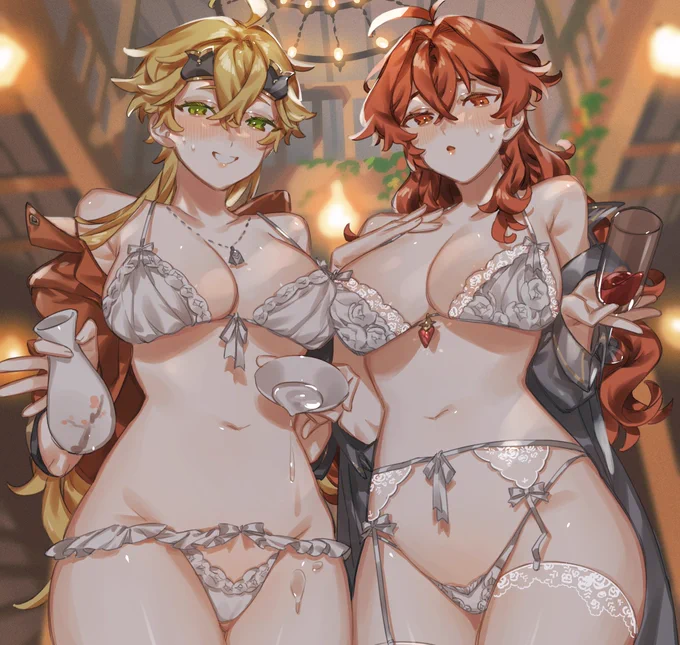 閉店後の酒場で酒弱おねえちゃんに迫られる絵 