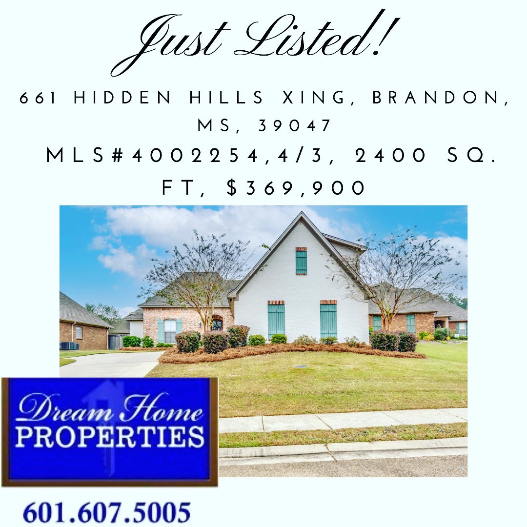 AlisciaHome's tweet photo. Dream Home Properties, 601-607-5005 https://t.co/Wkspn6w0r6